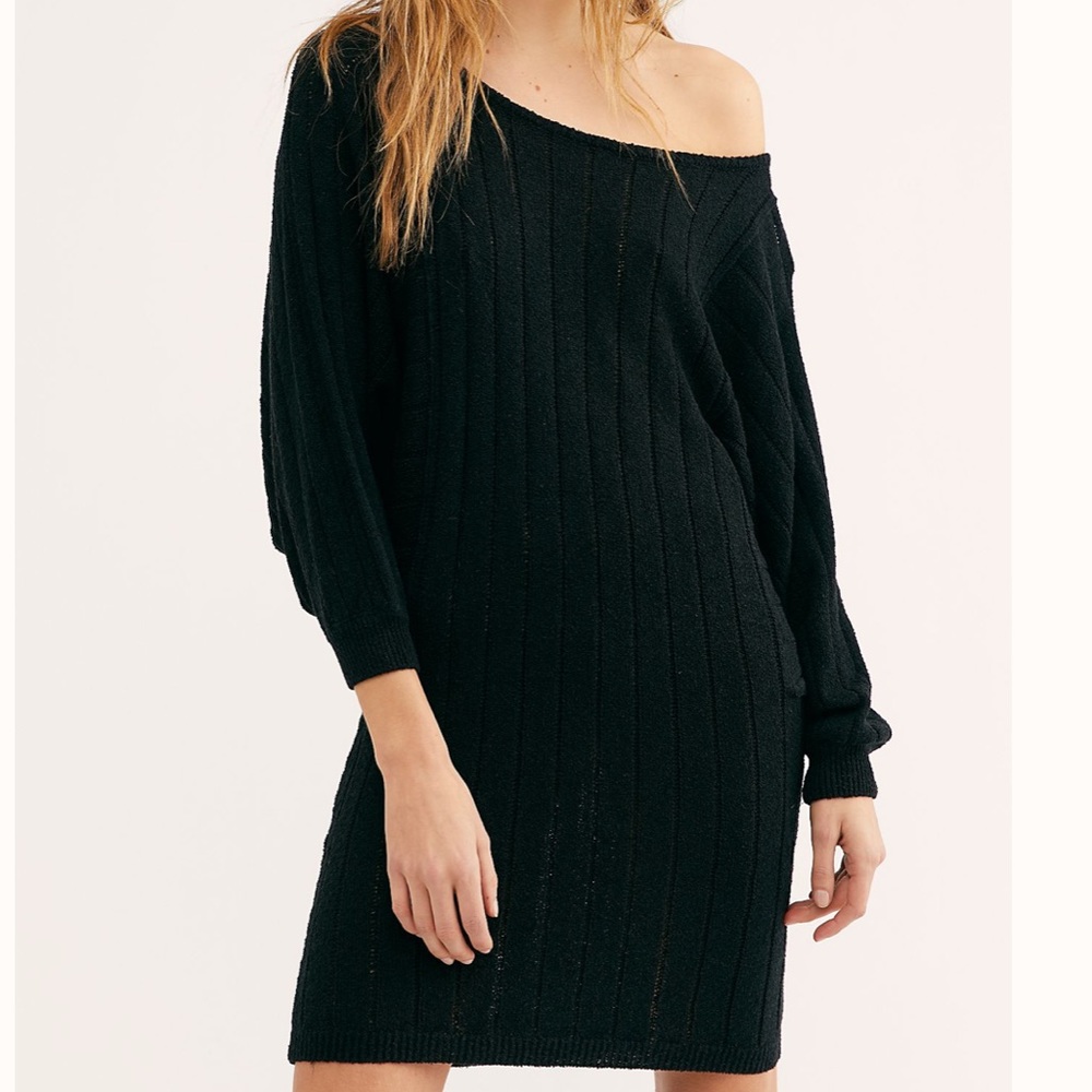 NWT Free People Mauna Kea Sweater Mini Black Dress - Picture 2 of 4